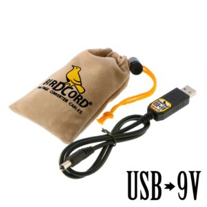 birdcord usb to 9v voltage converter cable step up cable songbird fx songcord 9 volt 9-volt 12v 6v 18v velvet pouch drawstring bag