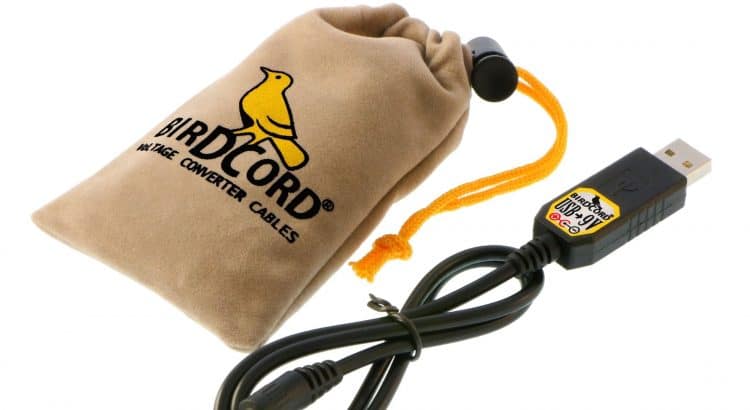 birdcord usb to 9v voltage converter cable step up cable songbird fx songcord 9 volt 9-volt 12v 6v 18v velvet pouch drawstring bag