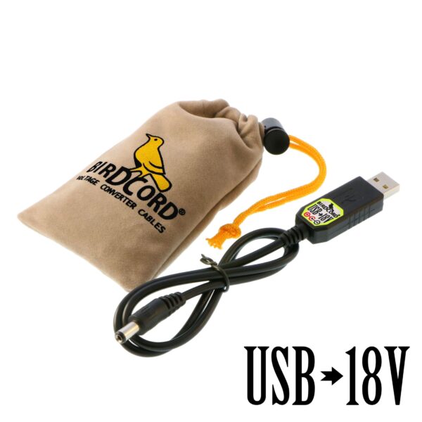 birdcord usb to 18v voltage converter cable step up cable songbird fx songcord 18 volt 18-volt 12v 6v 9v velvet pouch drawstring bag