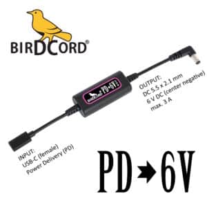 birdcord pd 6v voltage converter cable for powering elektron and roland boss devices via usb-c power bank power delivery quick charge pd6v qc4